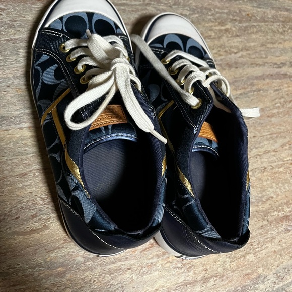 Coach Barrett sneakers navy blue and Gold - Picture 3 of 14